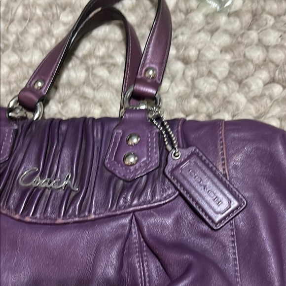 Coach Purple Leather Satchel with Silver Accents - Picture 16 of 16